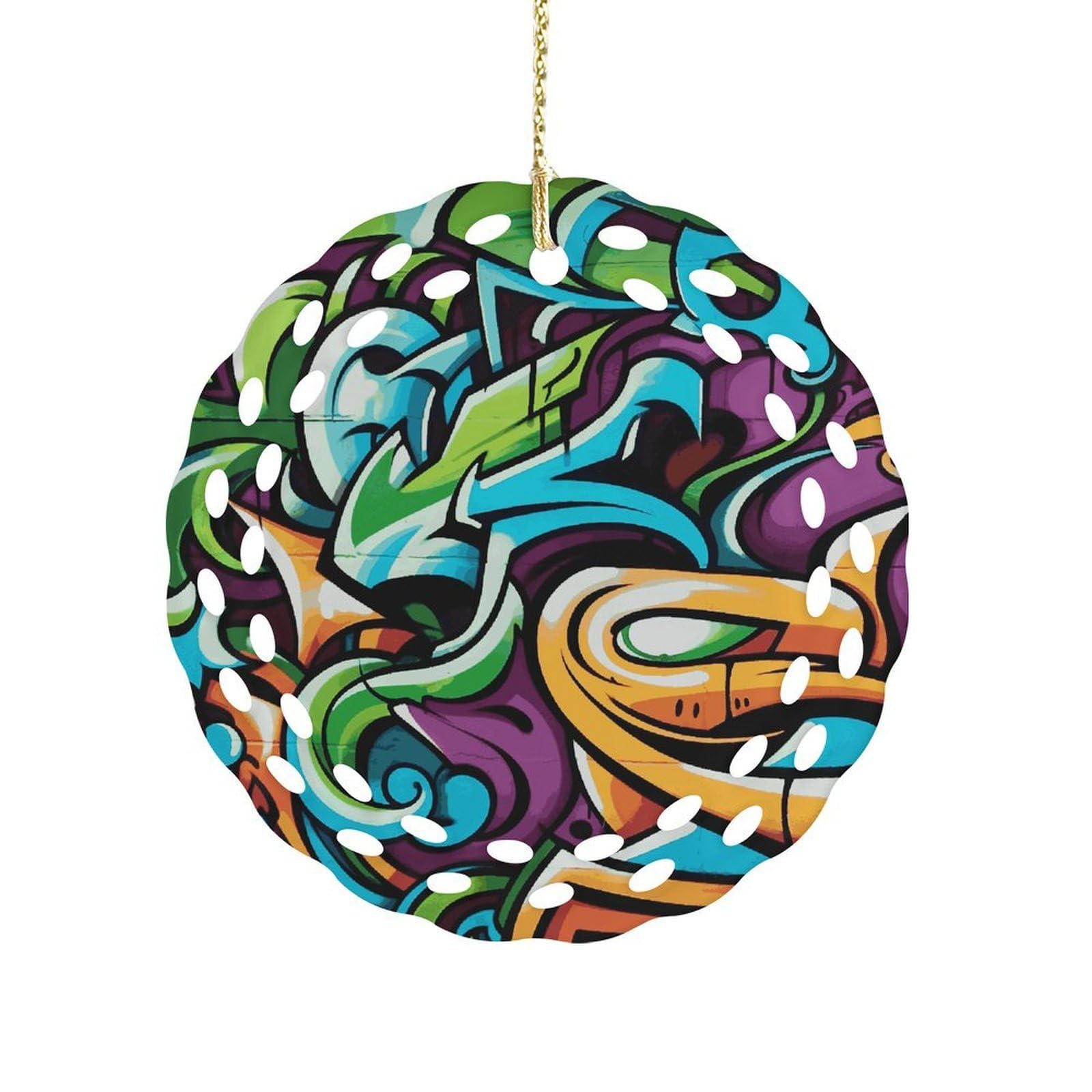Fekiloot Women's Style Graffiti Drawing Art Ceramic Ornaments 3 Inch Round,Holiday Keepsake For ,Girls,Pet Owners,Hanging Ornament Gifts Idea For Home