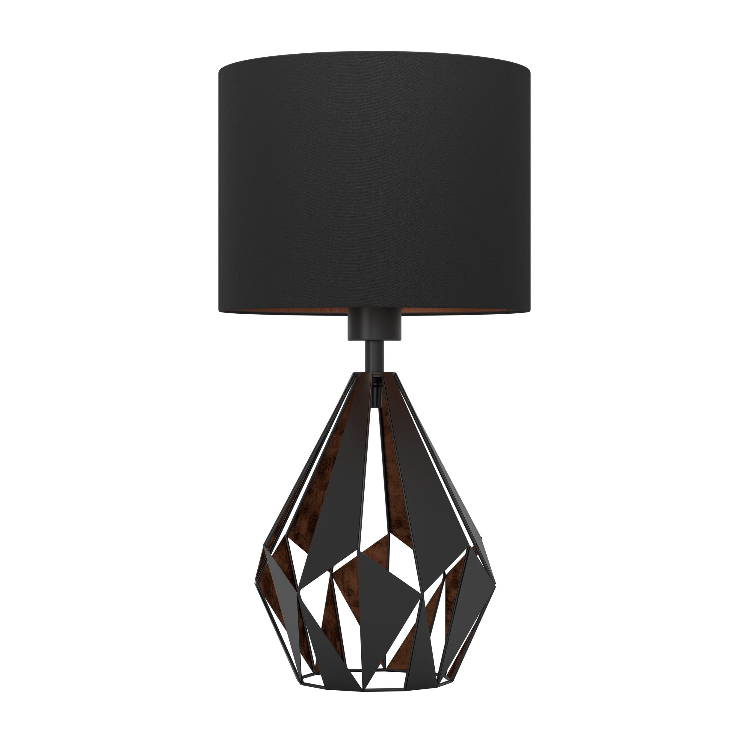 EGLO Tischlampe Carlton 5, 1 flammige Vintage Tischleuchte | Nachttischleuchte aus Metall und Stoff in Schwarz und Kupfer, E27 Fassung, inkl. Schalter