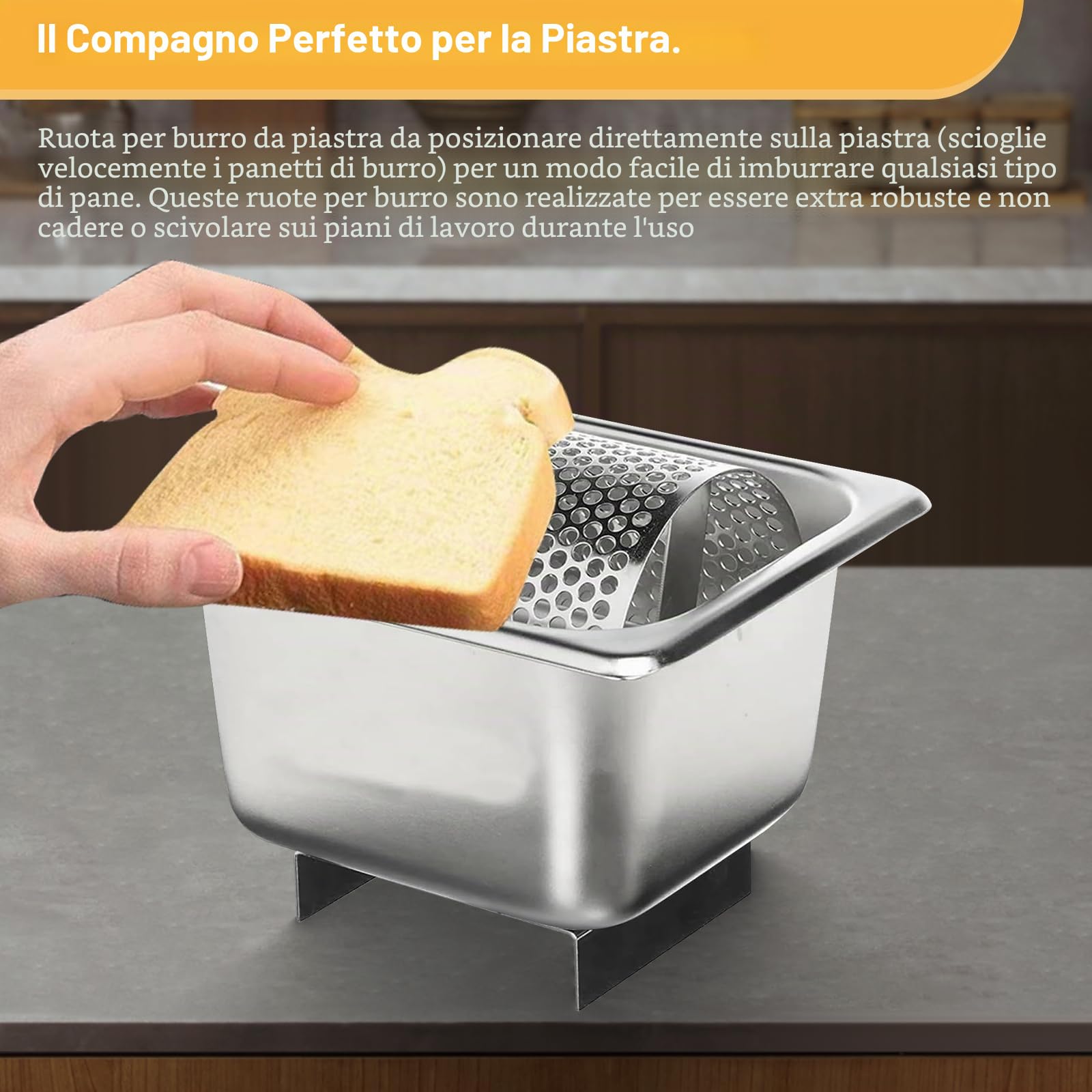 Rullo spalmaburro in acciaio inox con supporto, strumento rotante | Per spalmare il burro, dispenser a ruota efficiente e riutilizzabile per la cucina di casa