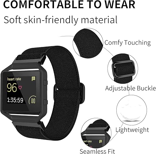 Miniatura 4 de Bandas elásticas compatibles con Fitbit Blaze, correas trenzadas de nailon ajustables con marco de metal para mujeres y hombres