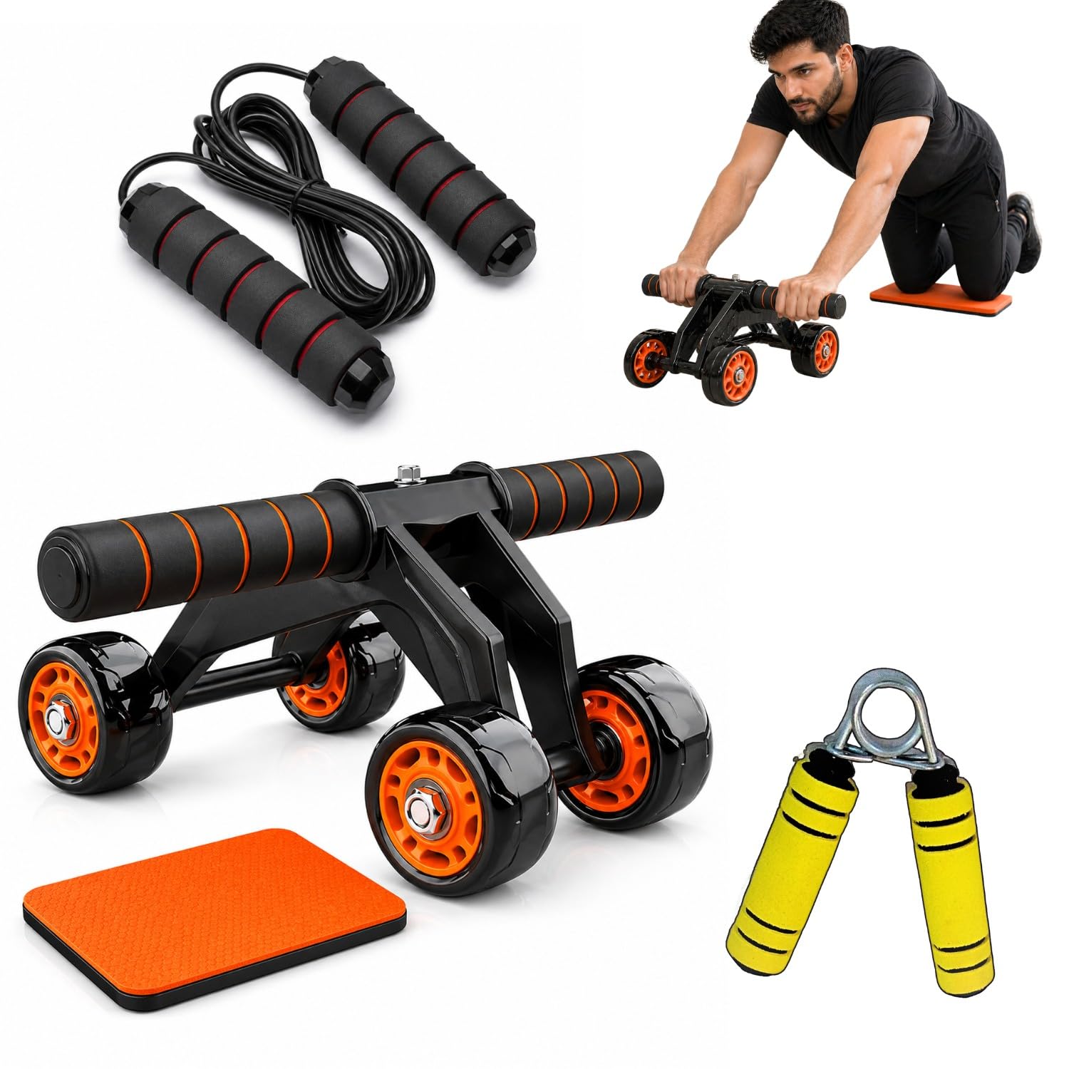 Ultra Stable Abdominal Wheel for Abs Exercise Cut Calories with Abdominal Core Strengthener | AB Roller for Men and Women | 4 Stand Forward - Backward Retract Stability Formula | Ab Roller Multicolor-image-36