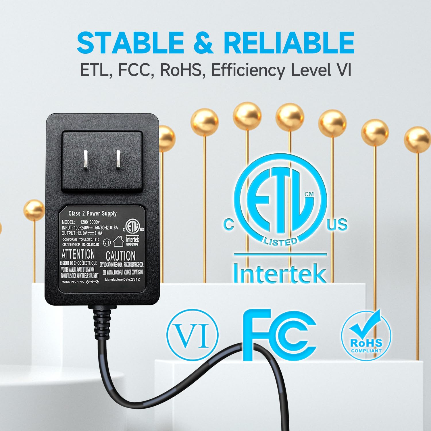 Amazon.com: 12V 3A Power Supply Adapter, 3000mA 36W AC DC 