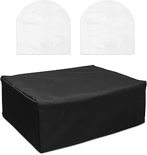 CLABBY ROUND LAKE Turntable Dust Cover, Waterproof Vinyl Player Protector, Premium Black 600D Polyester, Fits Technics SL1200, SL1210 and Pioneer PLX1000, Complete with 2 Vinyl Record Sleeves