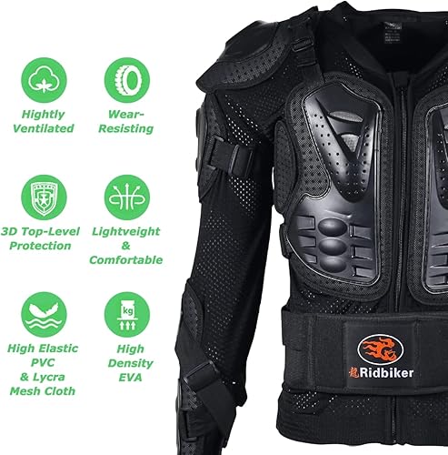 Miniatura 7 de RIDBIKER Chaqueta de motocicleta de cuerpo completo, protección para el pecho, equipo de motocross para hombres, equipo de motocicleta, armadura de