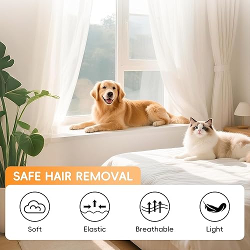 2 Packs Mix Size Pet Hair Removal Glove for Dogs and Cats, Reusable Electrostatic Pet Hair Remover Tool for Clothing, Sofa, Carpet, Car Seat(Yellow,Large)