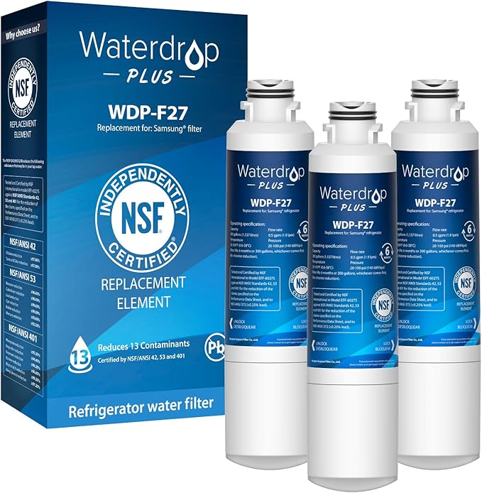 Waterdrop Plus DA2900020B 𝐍𝐒𝐅 𝟒𝟎𝟏&𝟓𝟑&𝟒𝟐 𝐂𝐞𝐫𝐭𝐢𝐟𝐢𝐞𝐝 Refrigerator Water Filter