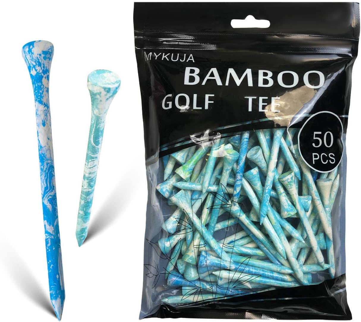 MYKUJA Wood Golf Tees 3-1/4, 2-3/4 inch Golf Tees 100 Pack, Highly Bright Colors Golf Accessories, Durable Long Golf Tee