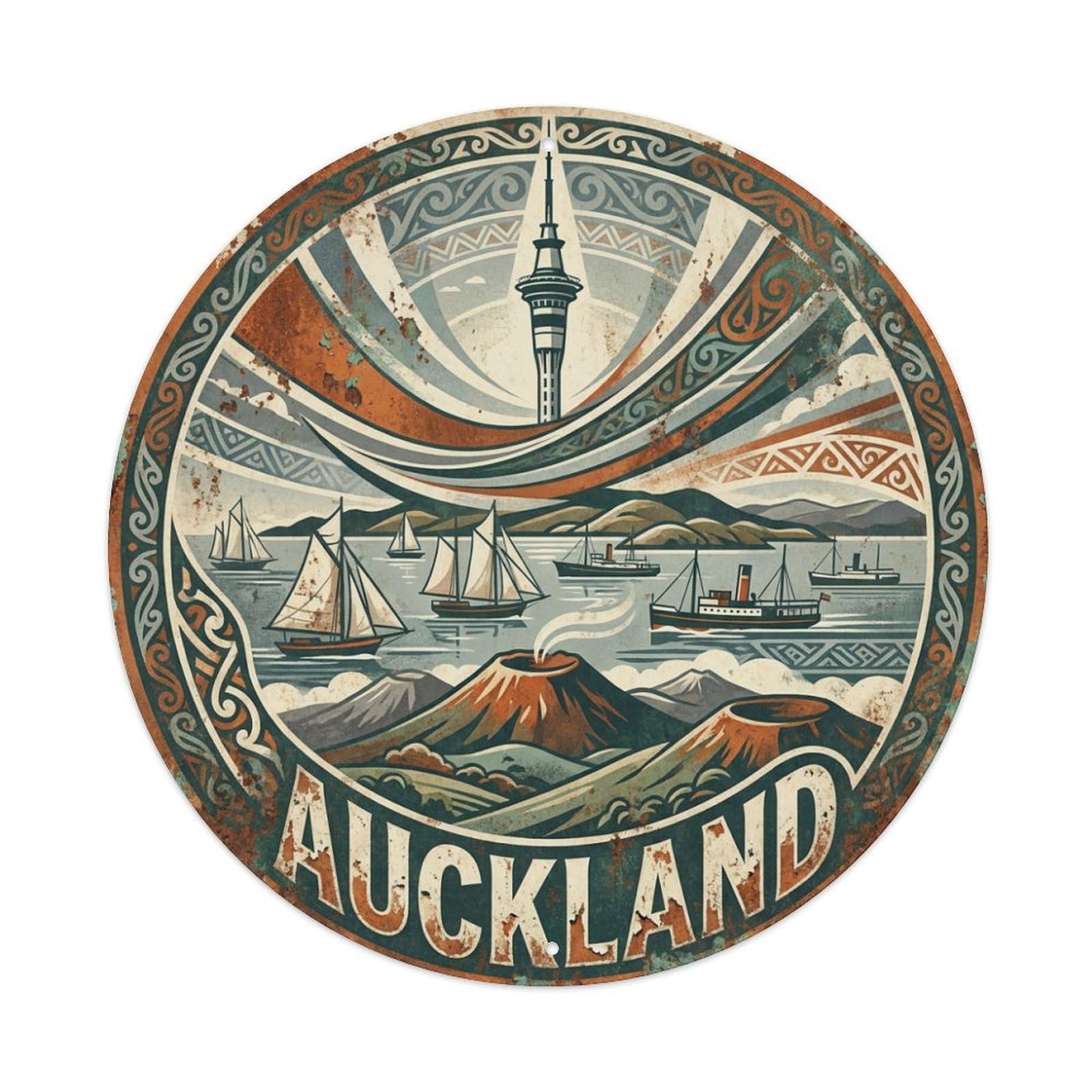 Travel Retro New Zealand Auckland Metal Tin Sign