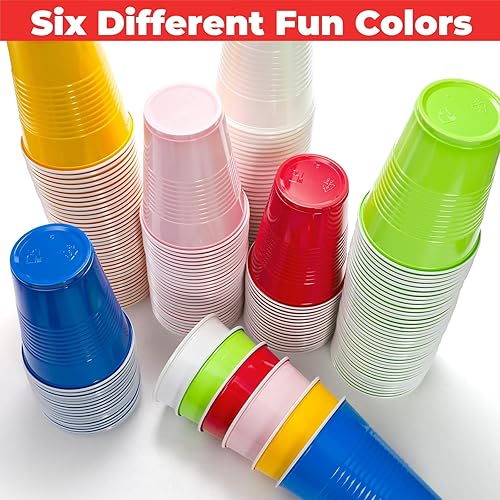 Miniatura 4 de Goaste Paquete de 240 vasos de plástico para fiestas, vasos desechables de 16 onzas, vasos de agua coloridos para fiesta de cumpleaños, despedida de
