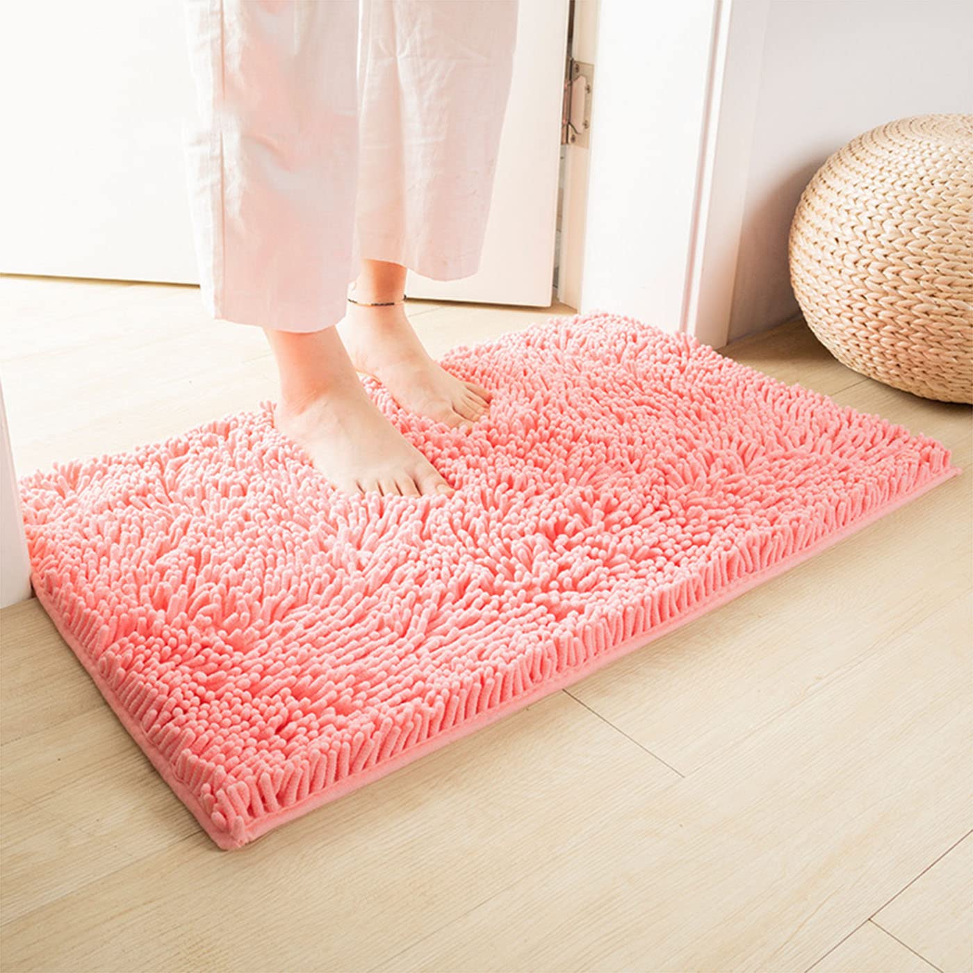 Badkamer Pluche Mat,Antislip Badkamermatten, Chenille Badmat, Pluizige Badmat, Gemakkelijk Te Onderhouden Matten Donkerbruin Mat Geschikt Voor Badkamer Slaapkamer (50 * 80
