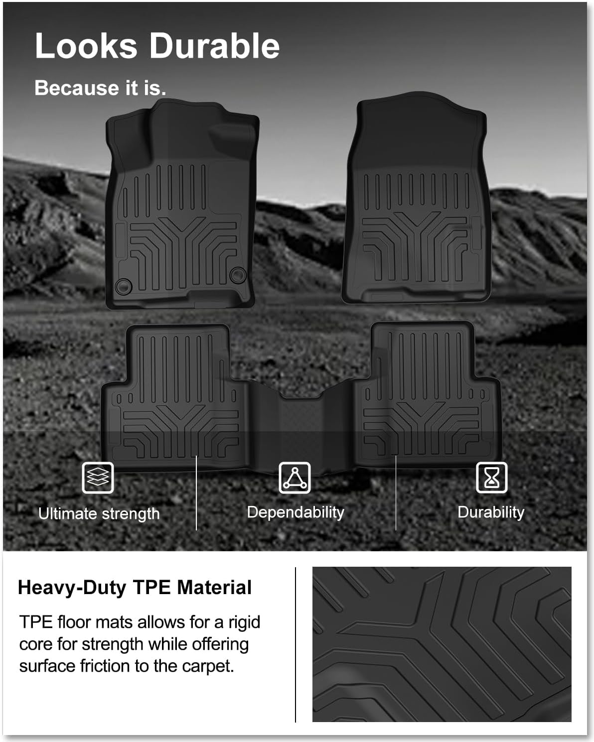 KIWI MASTER Floor Mats for 2016-2021 Honda Civic, Custom Fit All Weather Car Mats, Heavy Duty TPE Floor Liners, Front & Rear 2 Row, Black