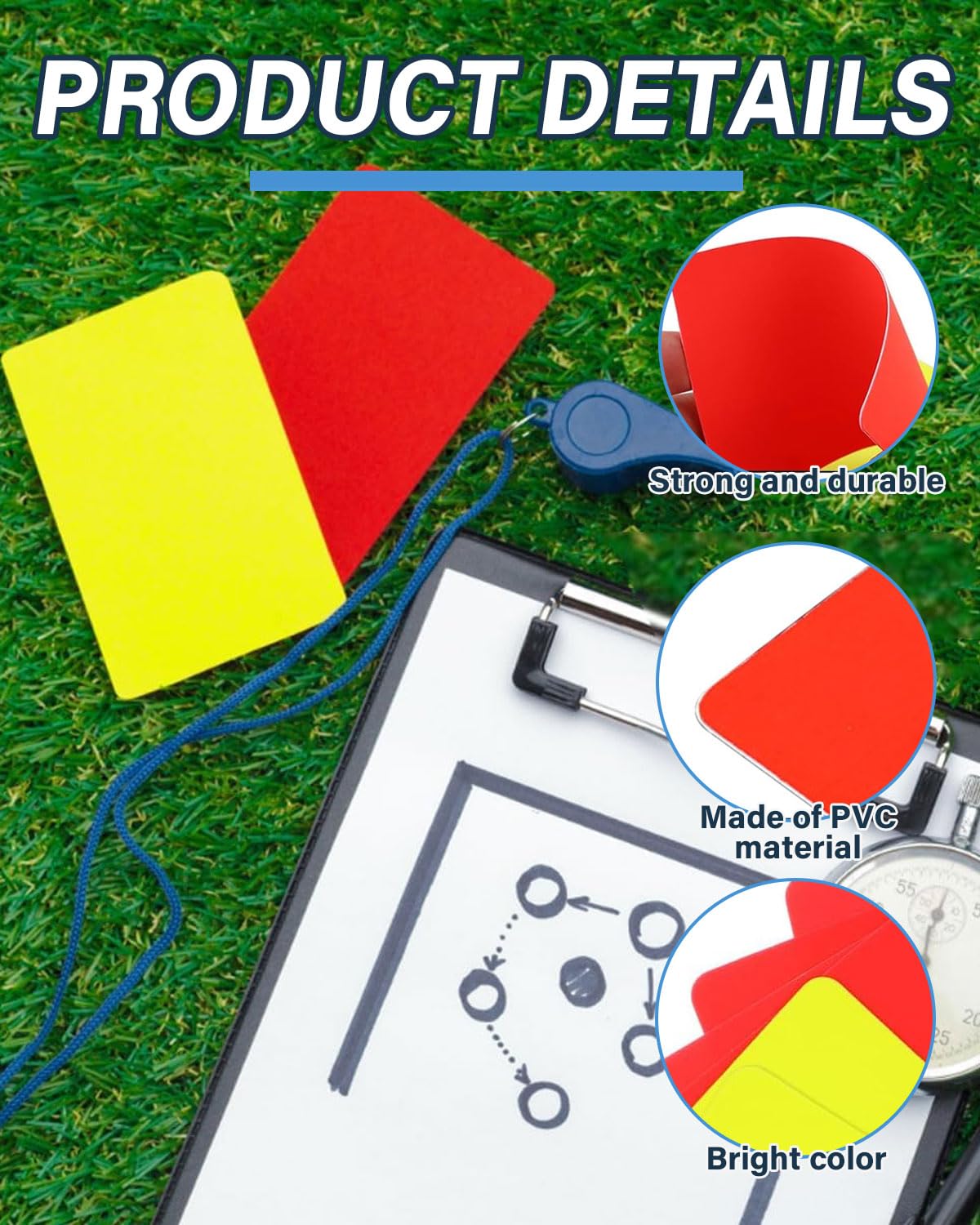 Kit de Tarjetas de Árbitro de Fútbol PVC - 10 Piezas, 2 Amarillas y 2 Rojas para Deporte Escolar
