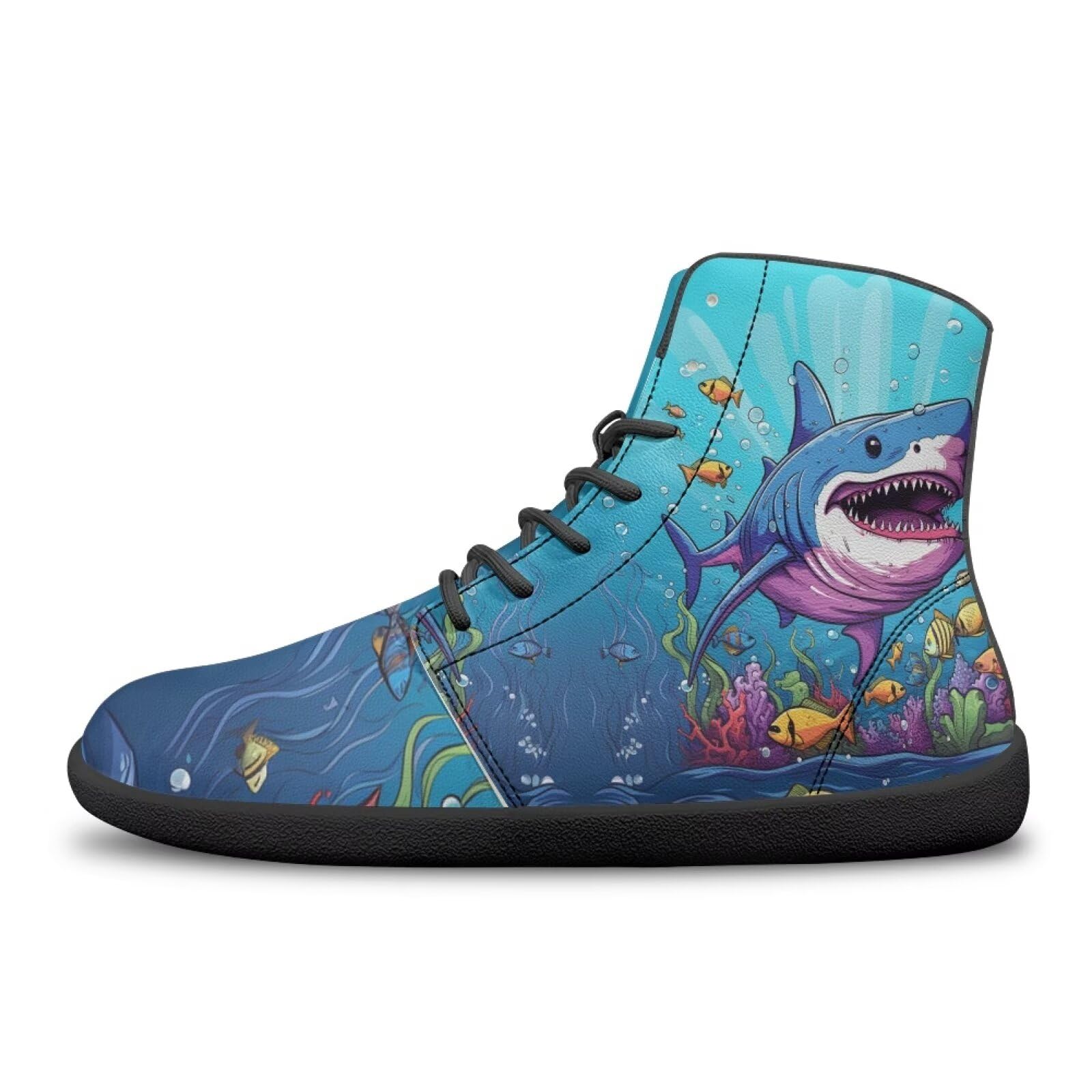 HELLHERO Shark Sneakers Barefoot Shoes for Women Men Wide Toe Box Grounded Footwear Hiking Running Shoes High Top Leather Shoes Minimalisti Footweaar Exercise Fitness