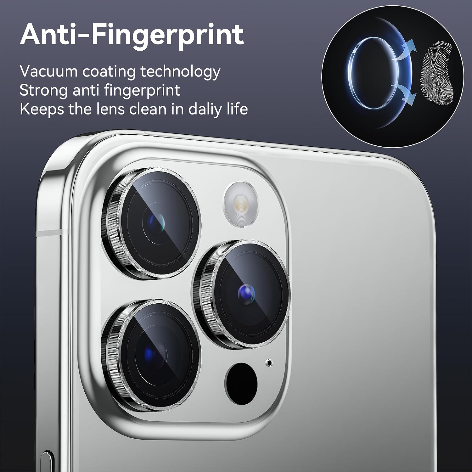 WSKEN for iPhone 15 Pro/iPhone 15 Pro Max Camera Lens Protector,[Keep Original Shooting] Shatterproof 9H Tempered Glass Camera Screen Protector Metal Ring Cover Film Accessories,Silver Titanium