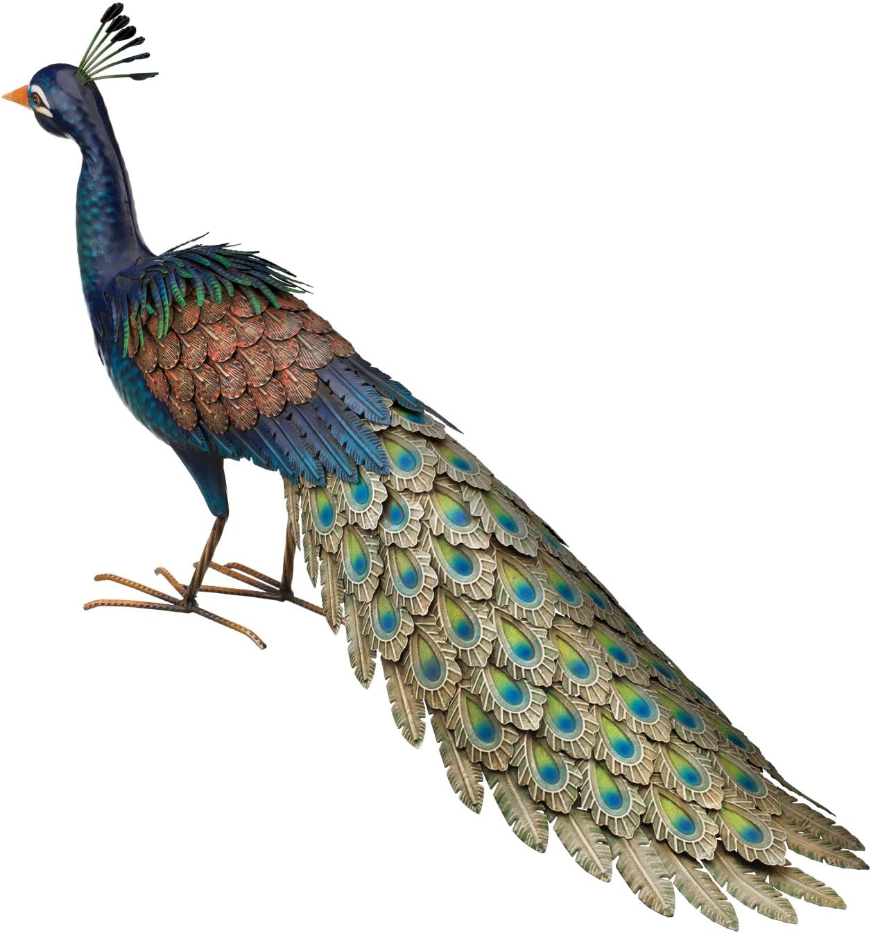 New Arrivals Regal Art & Gift 12023 Peacock, Roamer Statue, Blue Multi