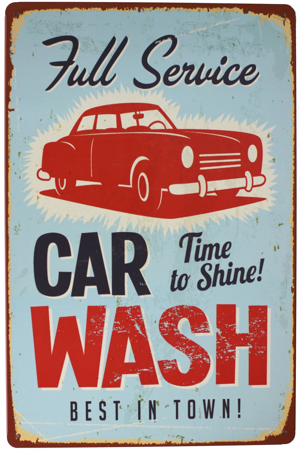 Hioni Metallic Full Service Car Wash, Metal Poster Sign Plaque Metal Slogan Art Design Pr Garage Vintage House Pub