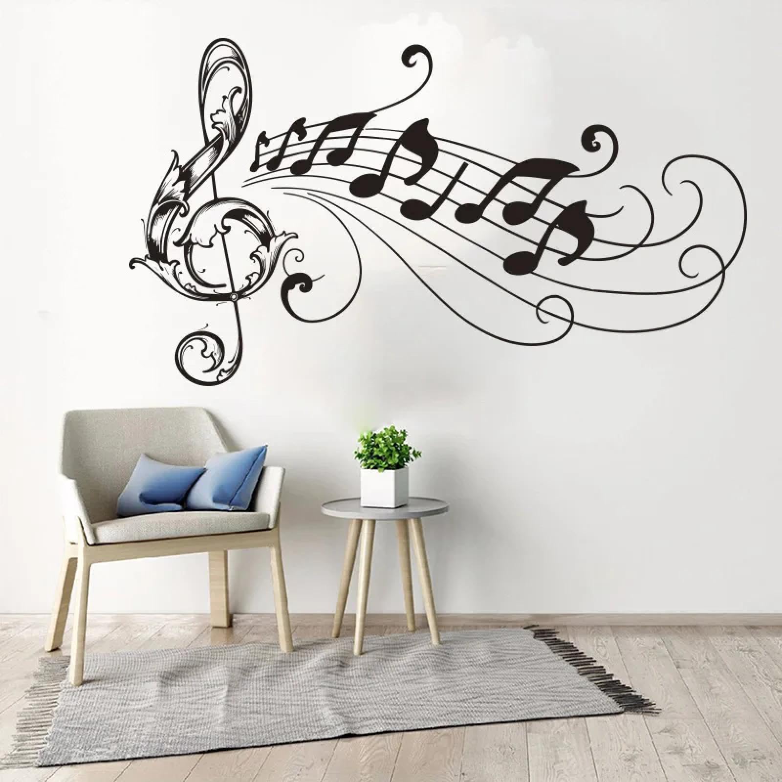YOUOUSI Classroom, Game Room, Music Label, Notes, wall Decals, Musical Notes, Bedroom, Nursery, Vinyl wall Art Decals