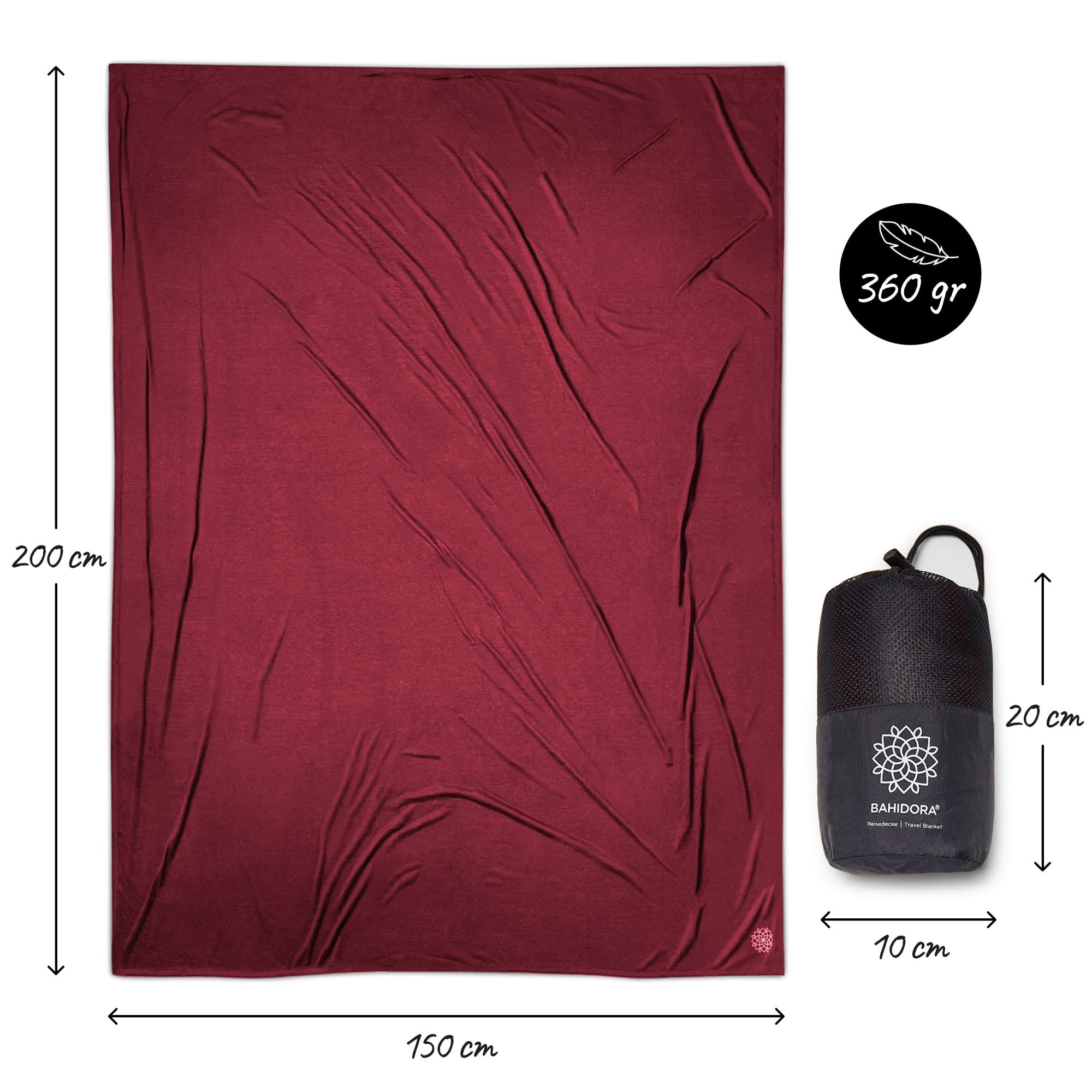 Couverture De Voyage Coolmax AUTDOOR – 200 X 150 Cm, 400 G, Ultra Légère, Respirante, Compacte (format Bouteille 1L) – Pour Camping, Pique-nique – Bleu