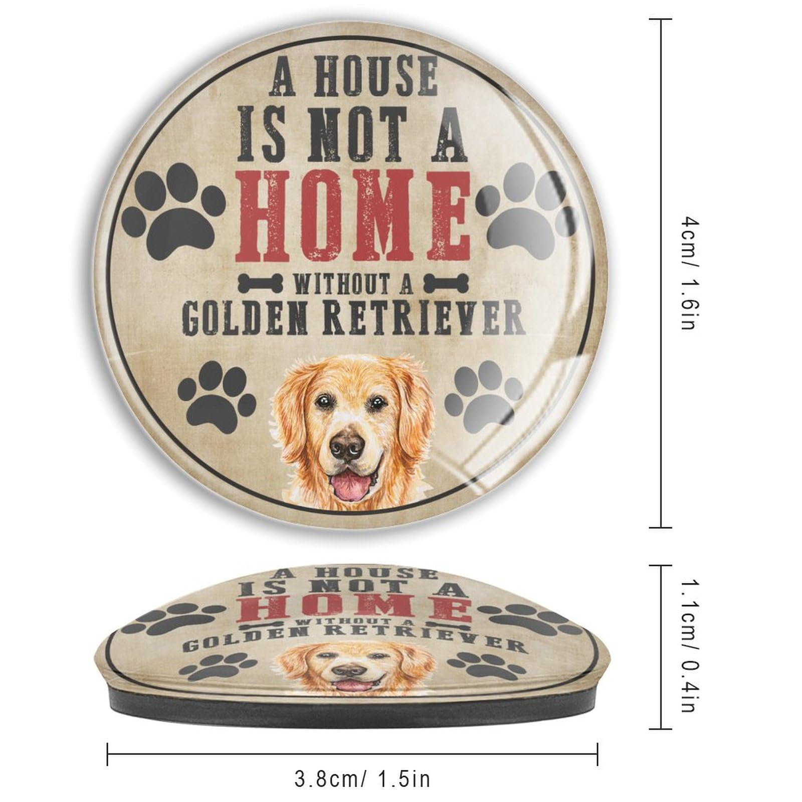 Kühlschrankmagnete, Glas, starke Magnete, Aufschrift "A House Is Not A Home Without A Golden Retriever", niedliche Kühlschrankmagnete, Welpengeschenk, Hundeliebhaber, perfekte Magnete für