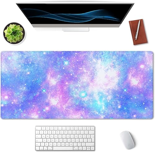 Miniatura 3 de SSOIU Tapete de escritorio, grande de 35.5 x 15.7 pulgadas, XXL extendido, alfombrilla de mouse para juegos con base antideslizante con borde cosido