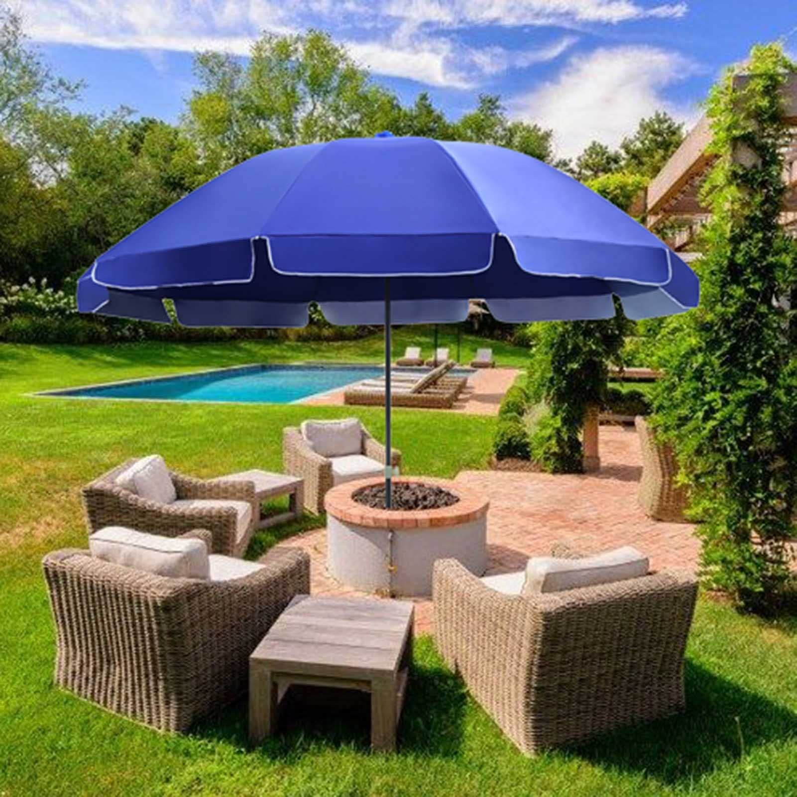 Ombrellone da Giardino, da Balcone, da Spiaggia, da 2,6 m, in Acciaio, Regolabile in Altezza, Impermeabile e con Protezione Solare, da Tavolo, per Giardino, Piscina, Prato.,