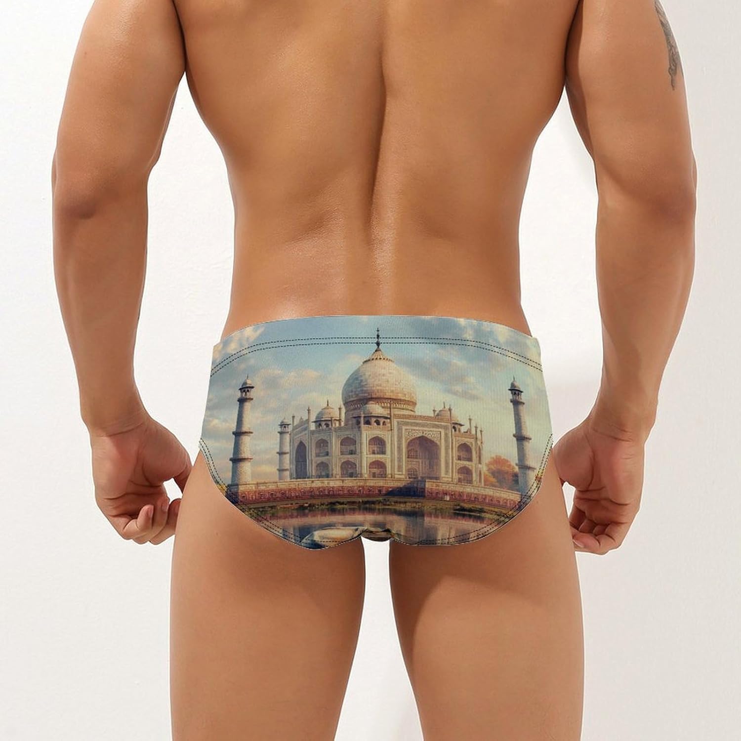Elephant Men's Swimsuit Brief Sexy Bikini Briefs Retro Printed Swimwear Quick Dry Swimming Trunks 3X-Large