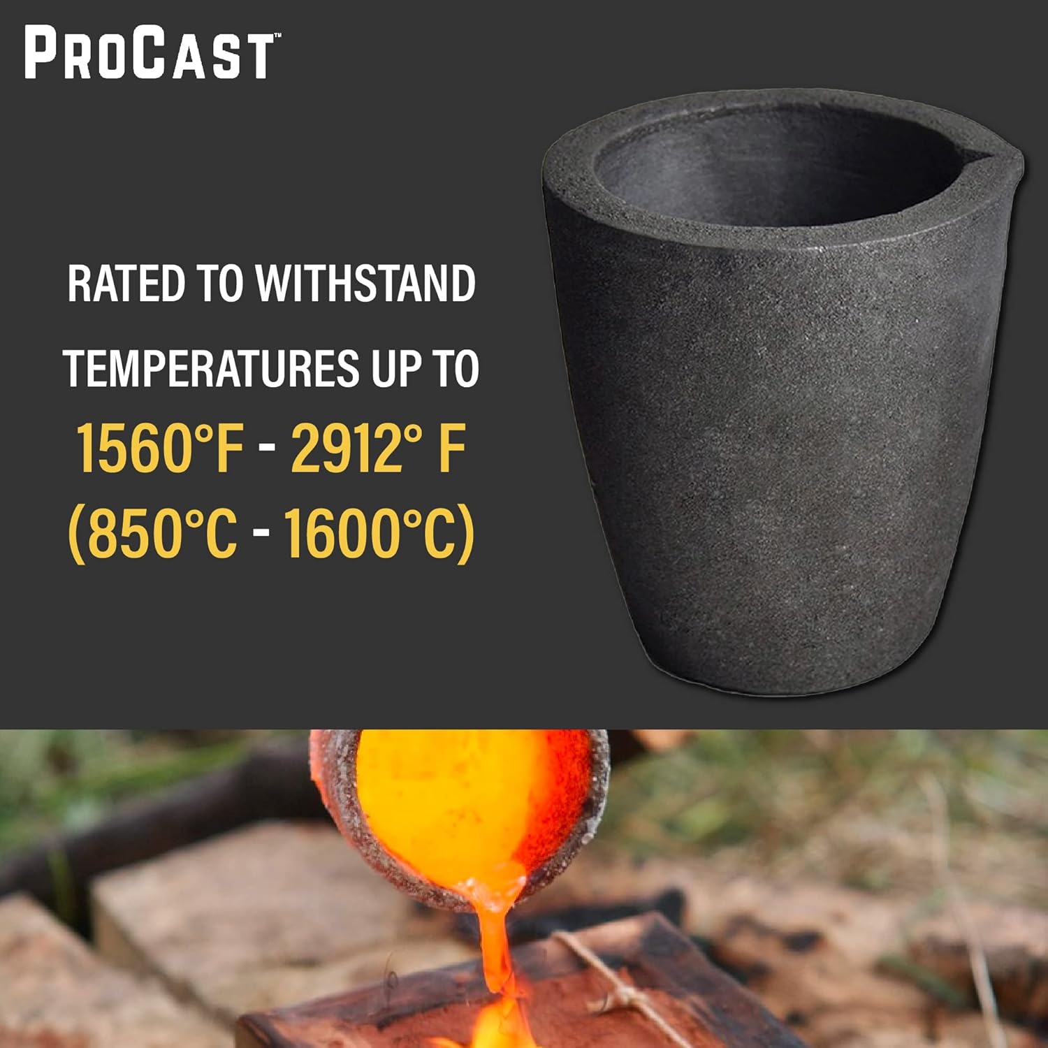 #4-6 Kg ProCast™ Foundry Clay Graphite Crucibles Cup Furnace Torch Melting Casting Refining Gold Silver Copper Brass Aluminum