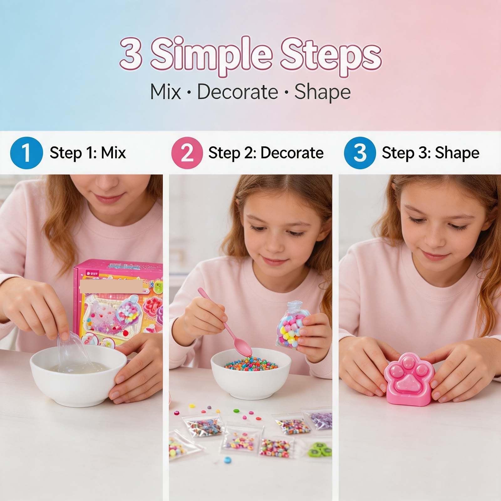 DIY Fried Ice Squishy Toy Kit, Katzenpfote Fried Ice Handmade (Alle)