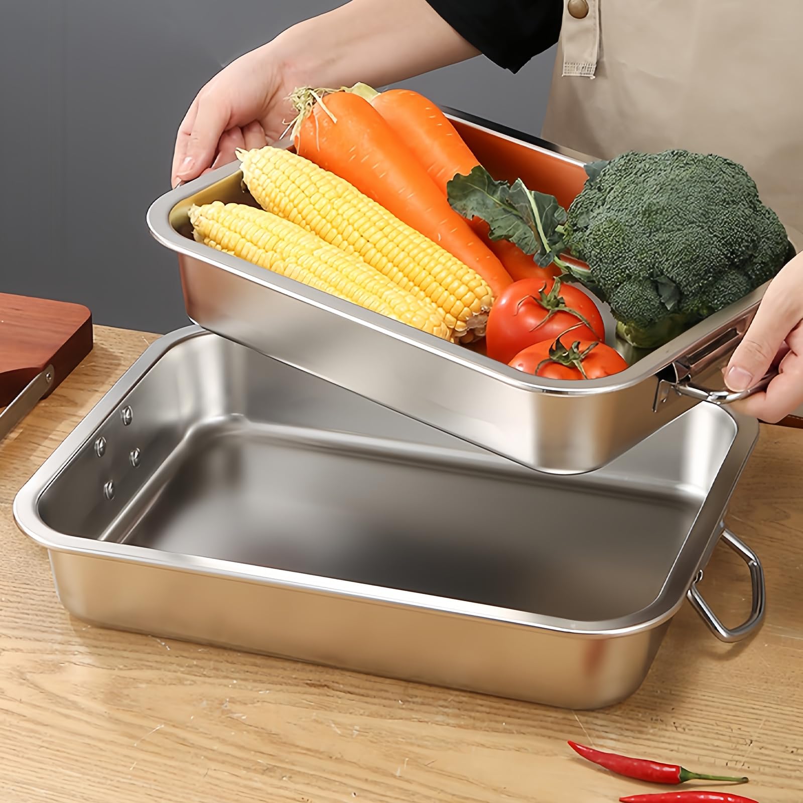 Joyfair 2 teglie antiaderente in acciaio inox (2, 40 x 30 x 2,5 cm) (s9O