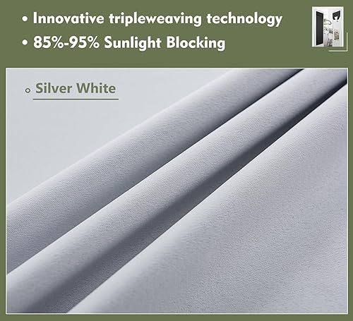 Miniatura 4 de PI Cortina opaca para puerta francesa, privacidad con aislamiento térmico largo para vidriopuerta corrediza, cortina con lazos 1 panel (30 x 80