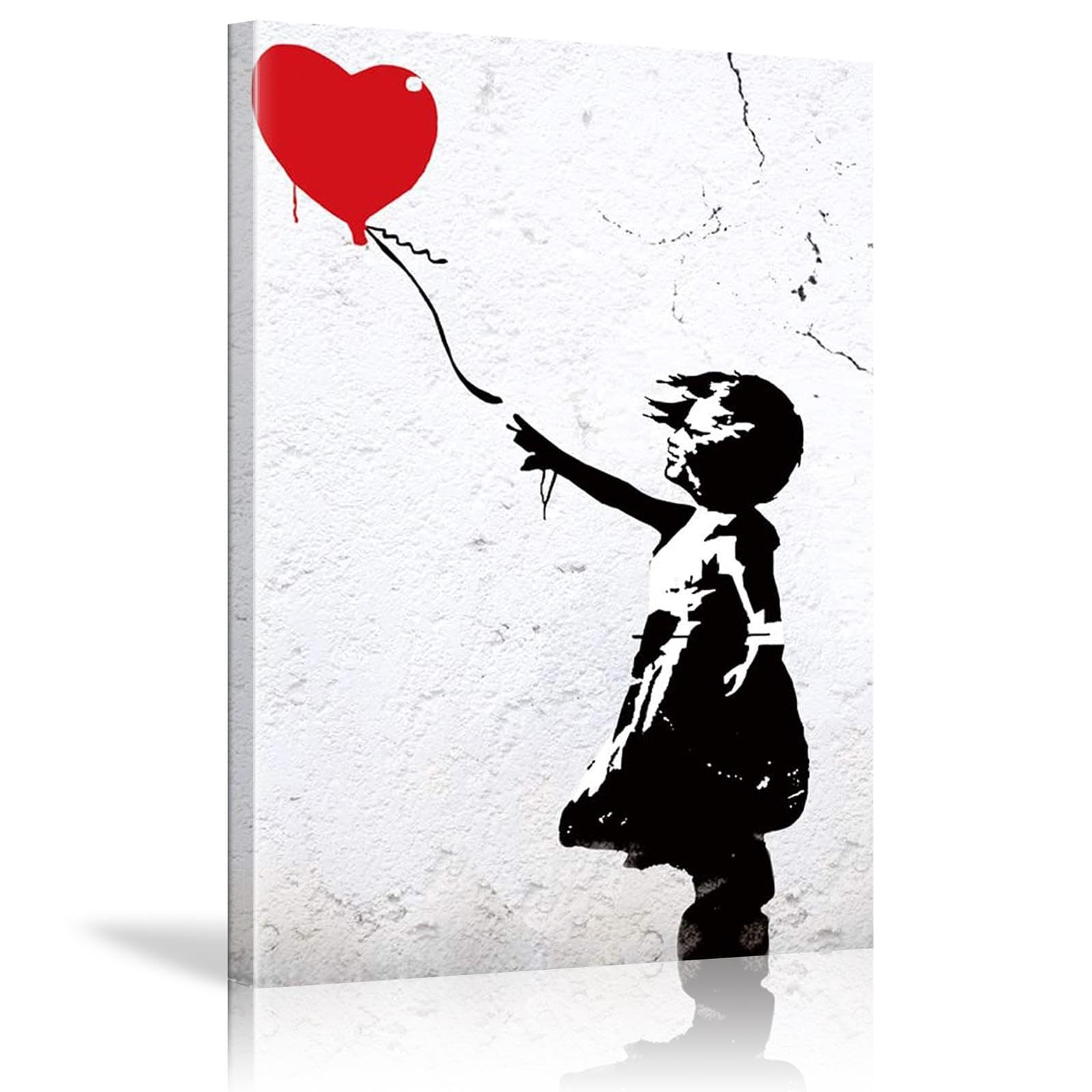 18meng Art Bilder Leinwand Banksy Ballon Mädchen 140x80 cm Wandbild Graffiti Streetart Leinwandbild Groß XXL Kunstdruck Poster für Wohnzimmer Schlafzimmer Büro Wanddeko Leinwand Pictures Mit Rahmen