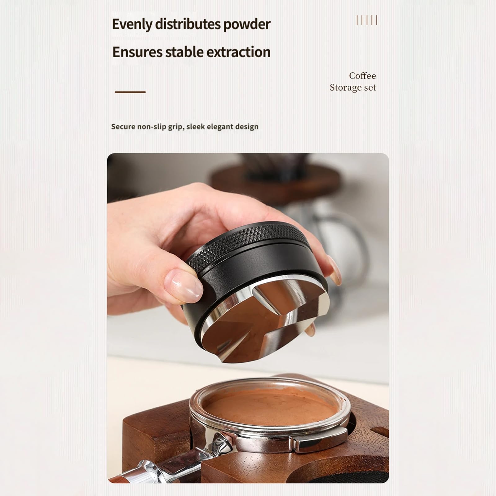 Benutzerfreundliches 58-mm-Kaffee-Presswerkzeug mit ergonomischem Holzgriff-Design, Café, Club-Ausrüstung, Kaffee-Zubehör, Holzstampfer