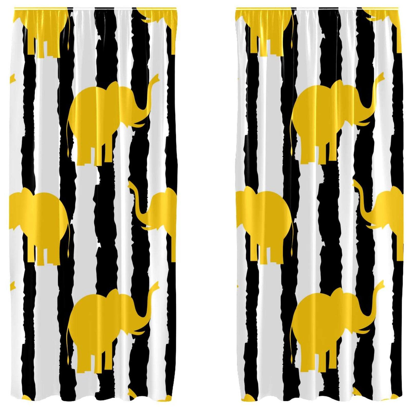 Rideaux motif éléphants 140x213 cm pour habiller une grande fenêtre et tamiser la lumière du salon