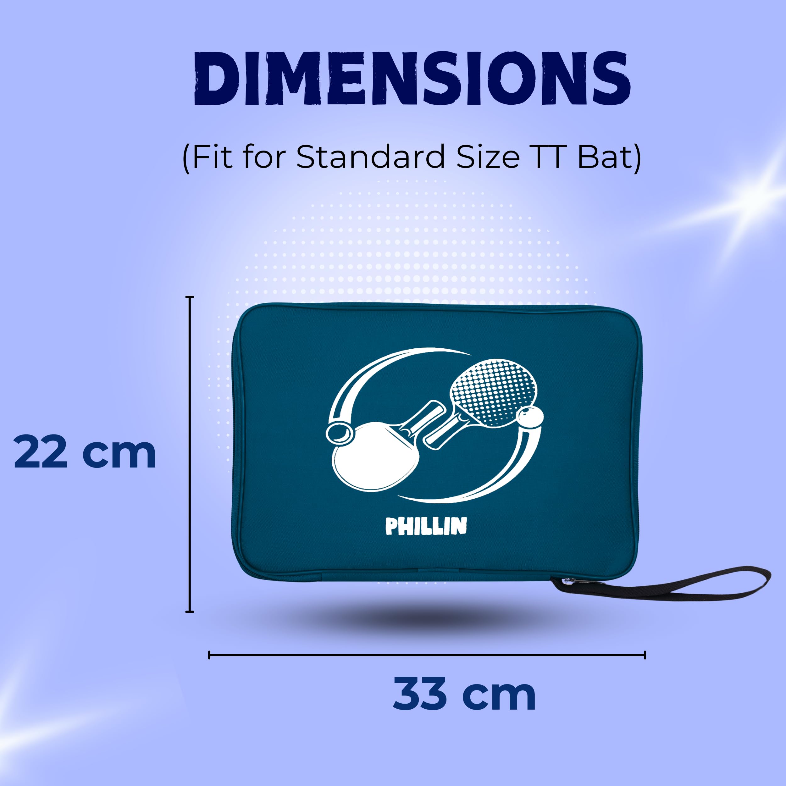 PHLLIN Table Tennis Racket Cover Tennis Bags Zipper Bag tt Racket case Blue 3