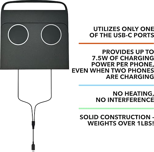 Miniatura 3 de Cargador de teléfono inalámbrico dual para Rivian R1T y R1S compatible con MagSafe iPhone 14, 13, 12 - Almohadilla de carga rápida con reposabrazos,
