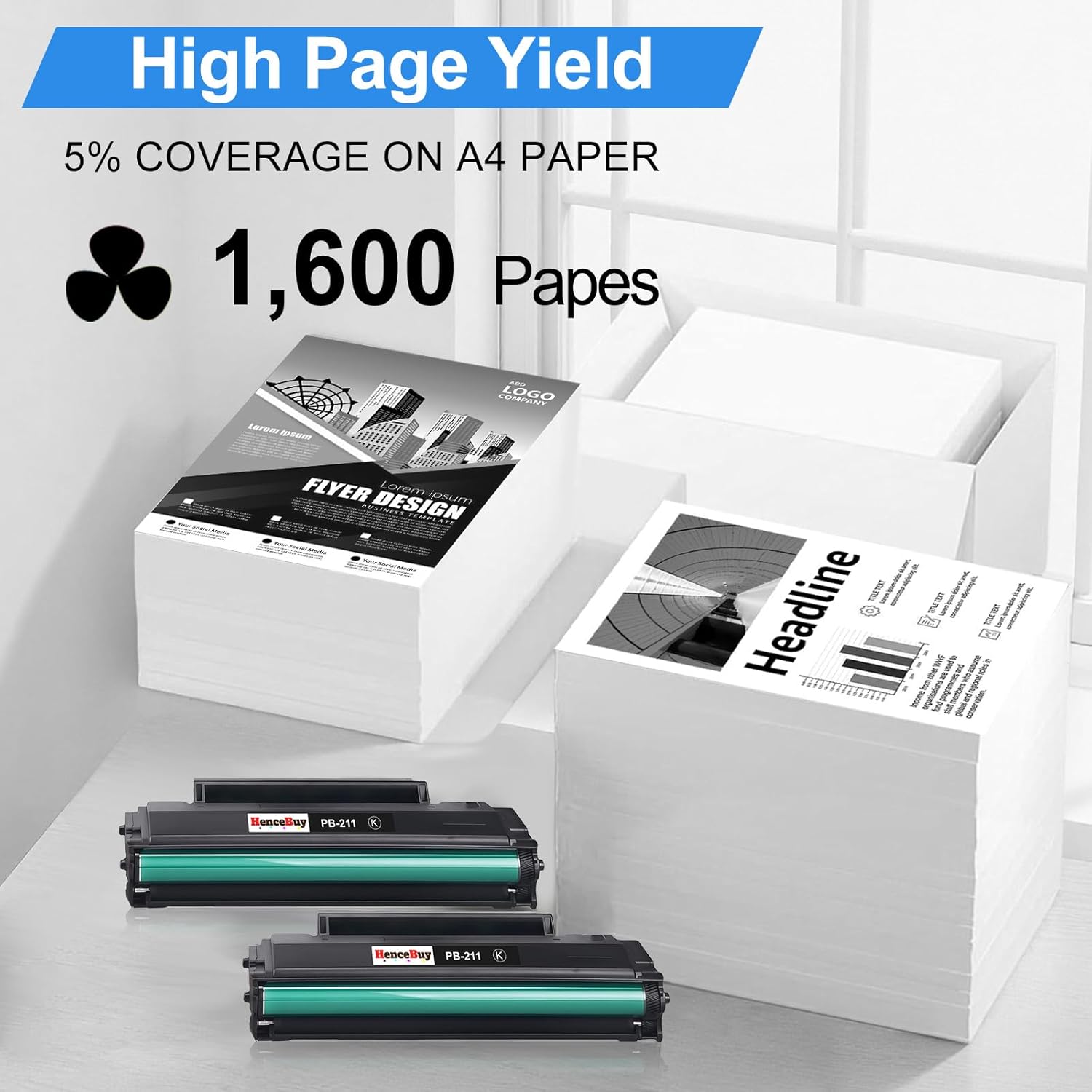 Compatible PB-211 Toner Cartridge Replacement for Pantum PB-211 Balck PB211 PB211EV Toner Cartridge for Pantum P2502W M6552NW M6550NW M6602NW M6600NW P2500W Laser Printer (Black, 2Pack)