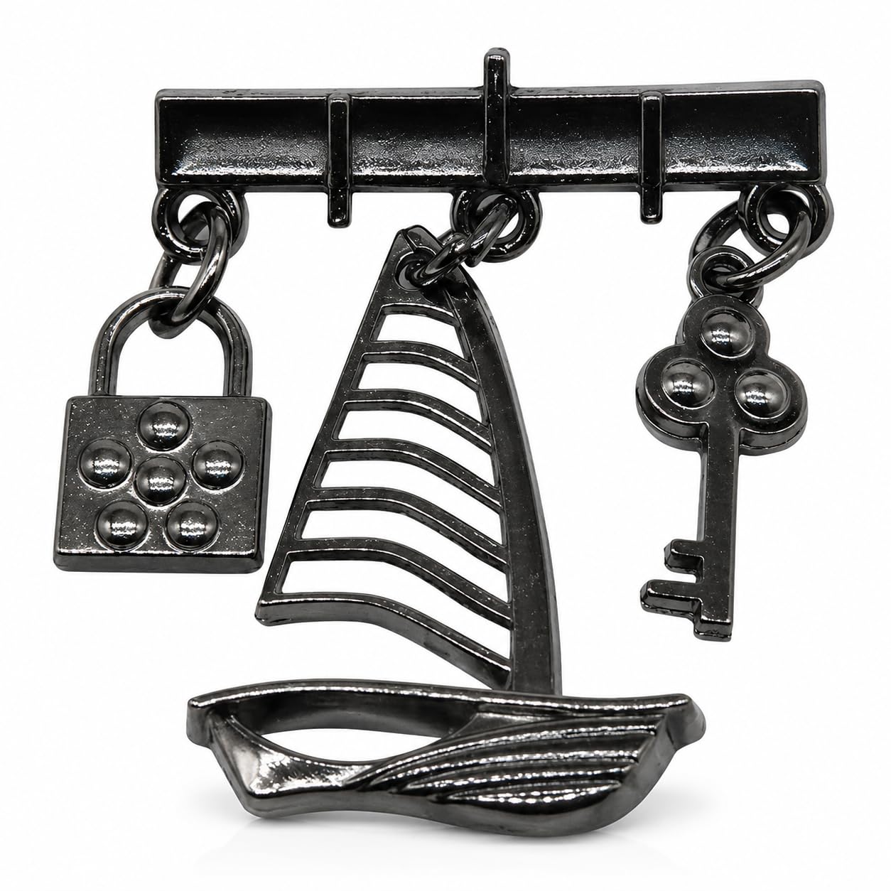 Ship Lock Key Pin Brooch Lapel Pin Brooch Black Metal Brooch-image-26