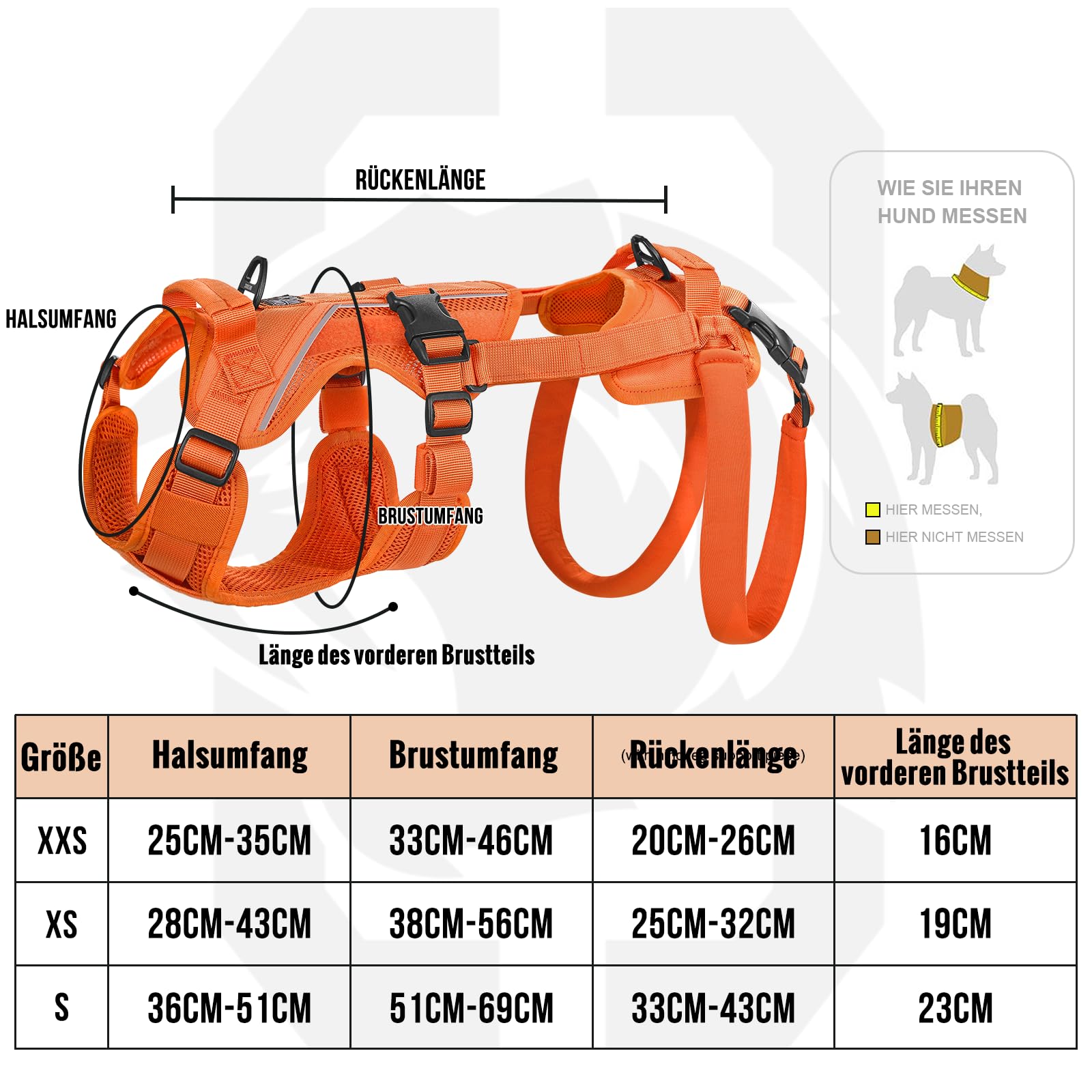 OneTigris Imbracatura per cani, Hopper piccolo supporto imbracatura regolabile con 2 manici per supporto e riabilitazione, adatta per cani di piccola taglia arancione XXS
