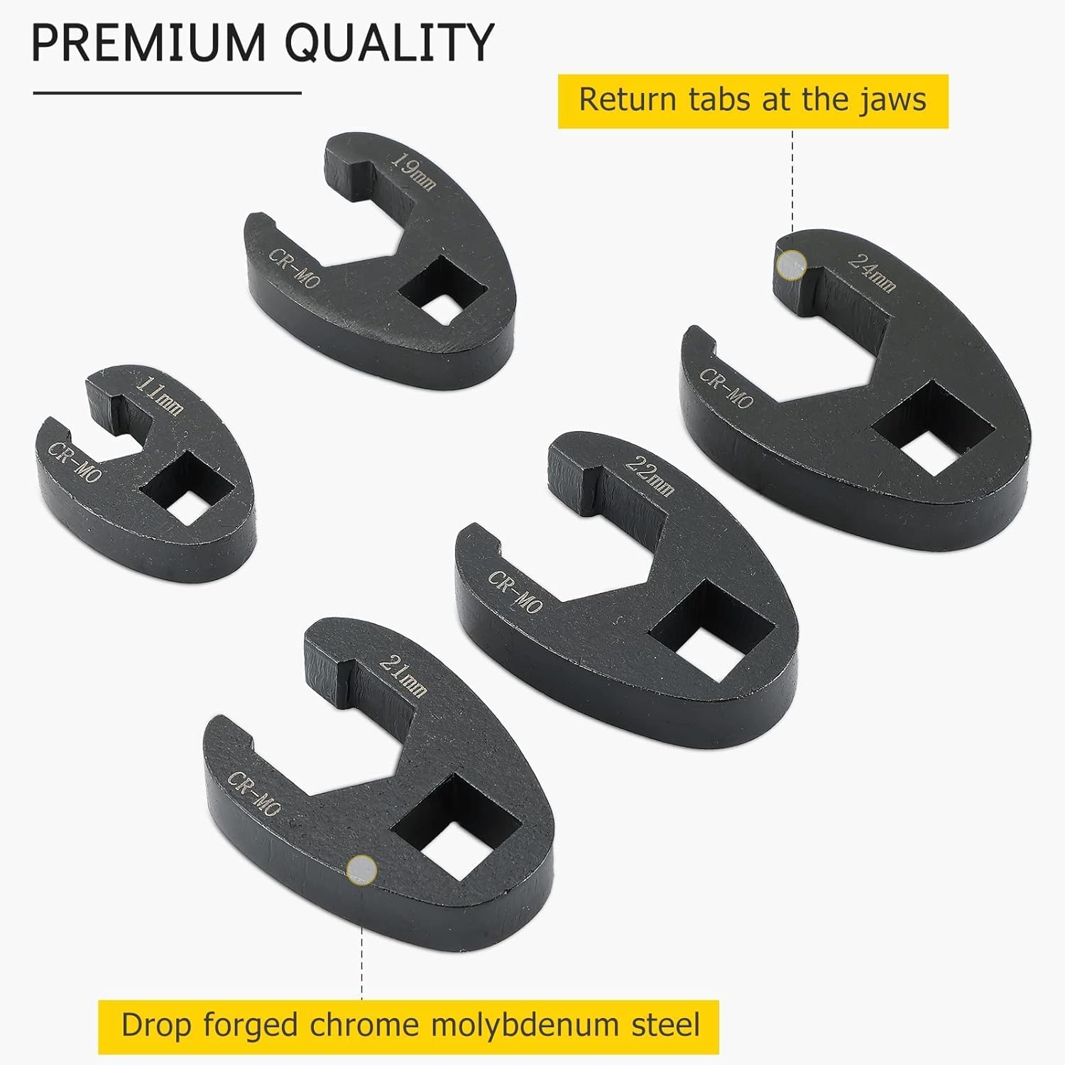 19 Pieces Houndstooth Wrench Set, Sizes 8 to 32 mm, with Tool, Set of Keys for Vehicles for Maintenance