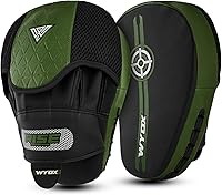 Vista 12 de WYOX Almohadillas de boxeo Manoplas de enfoque curvas, almohadillas de entrenamiento de gancho y jab, correa ajustable ventilada, MMA Muay Thai