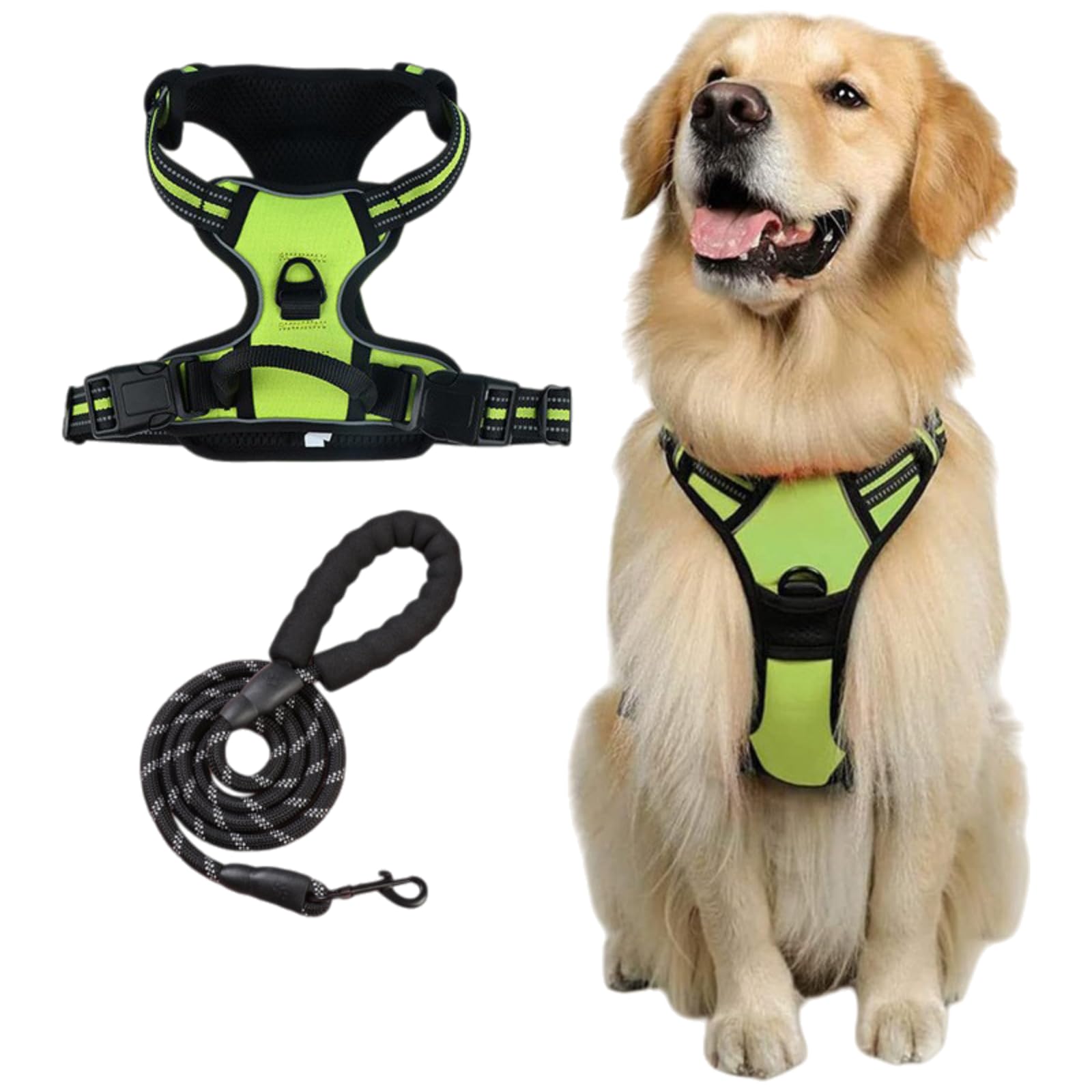 PawSafe No Pull Dog Harness-Adjustable soft dog harness, allowing control without pulling, suitable for dogs (Green,L)