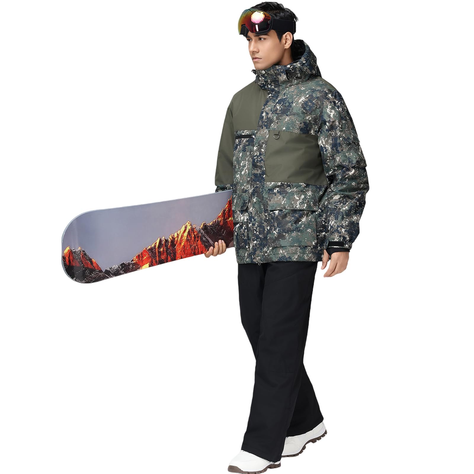 HOUZONIY Herren Skianzug Set Herren Schneeanzug Warmer Winddichter 2-Teiliger Schneeanzug