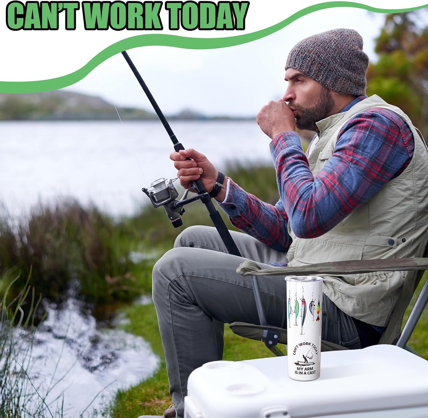 Skylety Valentine's Day Fishing Gifts for Men Fishing Lures Insulated Tumbler Double Walled 20oz Stainless Steel Travel Cup Cold Hot Fisherman Coffee Mug Tumbler for Dad Husband Gifts - Image 5