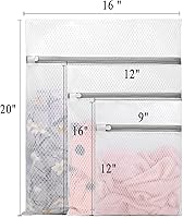 Vista 5 de Muchfun 3 bolsas duraderas de malla de diamante para ropa delicada (1 grande, 1 mediana, 1 pequeña)