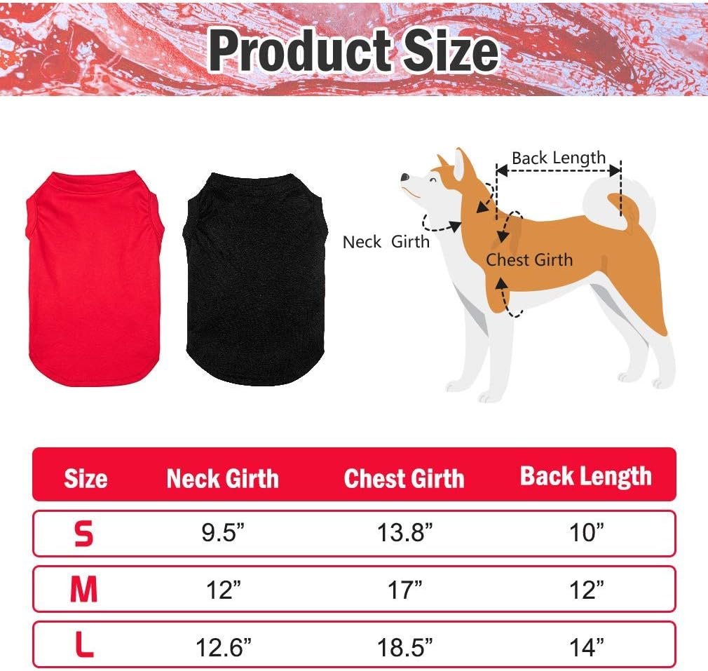 BINGPET Shirts for Small Medium Large Dogs - 2 Pack Summer Cool Dog T Shirt Clothes Soft and Breathable, Cute Puppy Apparel Outfits