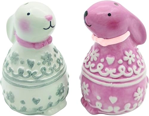 Transpac Transpac - Juego de 2 saleros y pimenteros de cerámica de 3 pulgadas, multicolor, multicolor