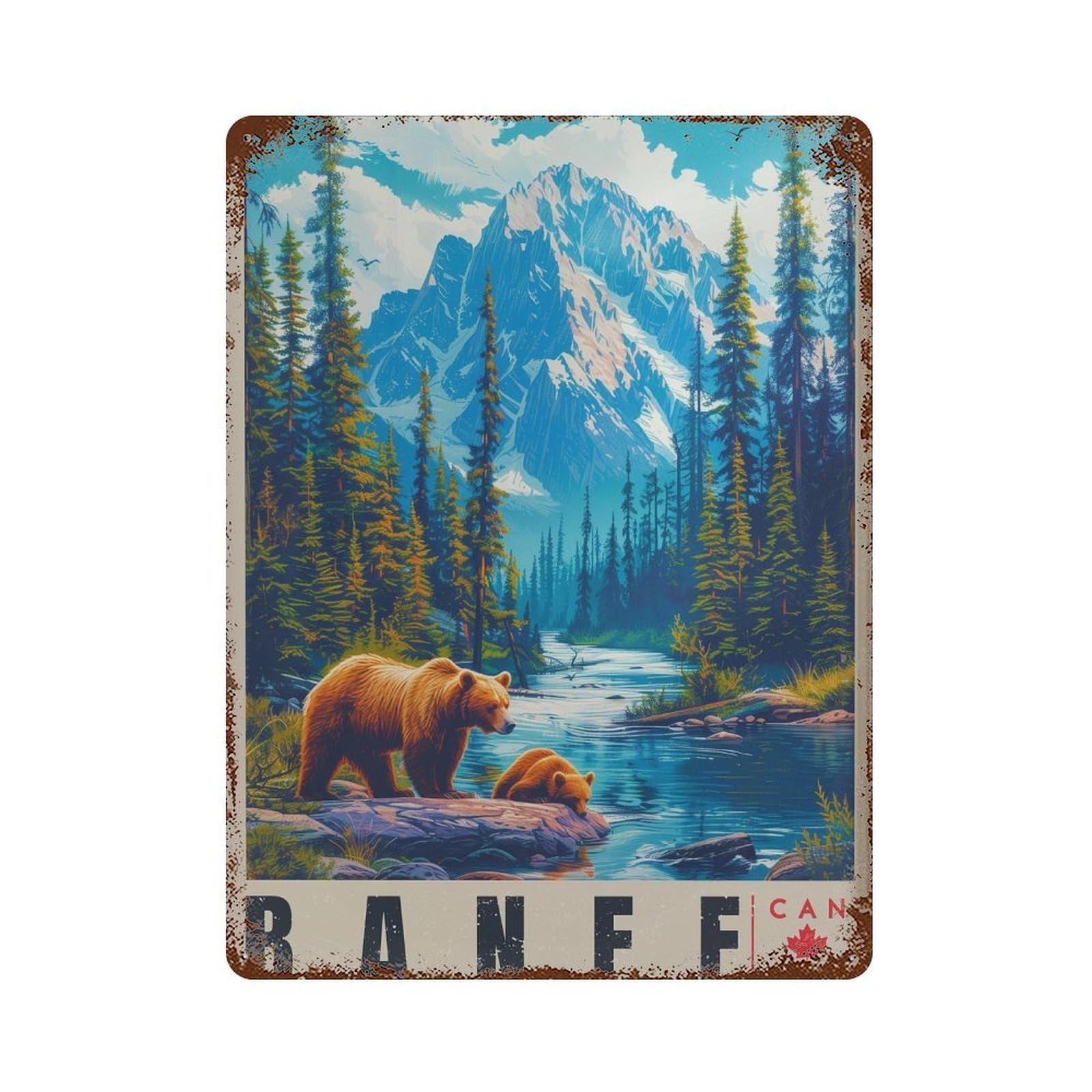 xiaoxiaoshen Banff Travel Illustrated Canadian Rockies Wall Decor Art Metal Tin Poster Modern Home Decor Art Home Bar Shop Decorations Vintage Sign 40x30cm