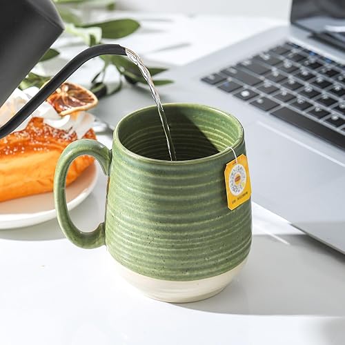 Miniatura 65 de Hasense Juego de 2 tazas de café de 20 onzas, tazas de café de cerámica, taza de té grande con mango cómodo, juego de tazas de café negras
