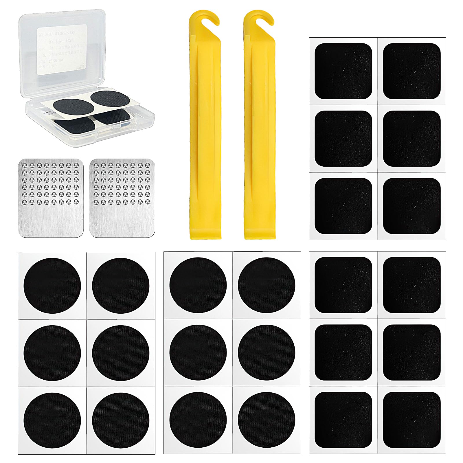 28 Pcs Bike Tire Repair Kit Bicycle Inner Tube Bike Patch Kit with 24 Pcs Glueless Self-Adhesive Patches