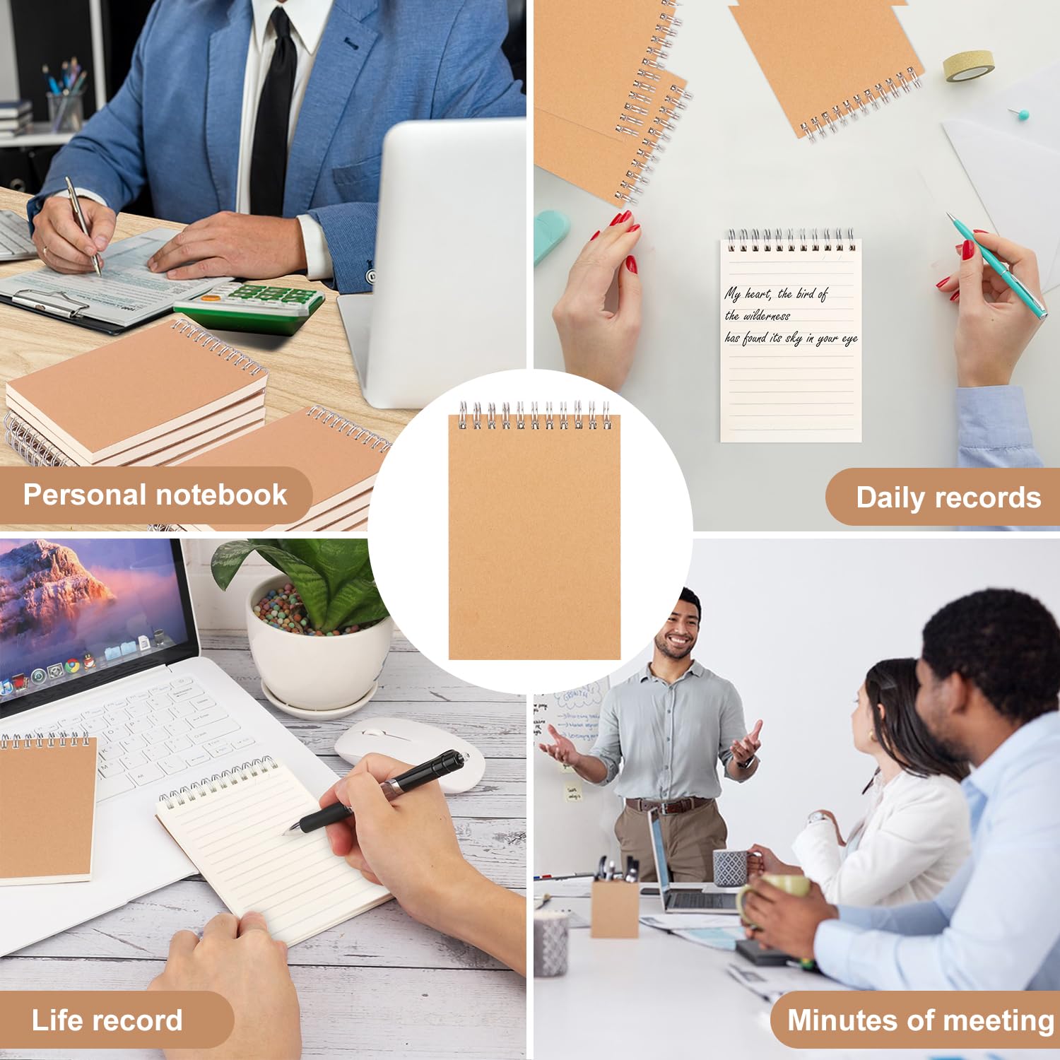 IHDYPPEW Paquete de 24 cuadernos rayados en espiral marrón, cuadernos A6 con espiral superior, cuadernos medianos versátiles para el trabajo, estudio y regalos, suministros de oficina, escuela (80